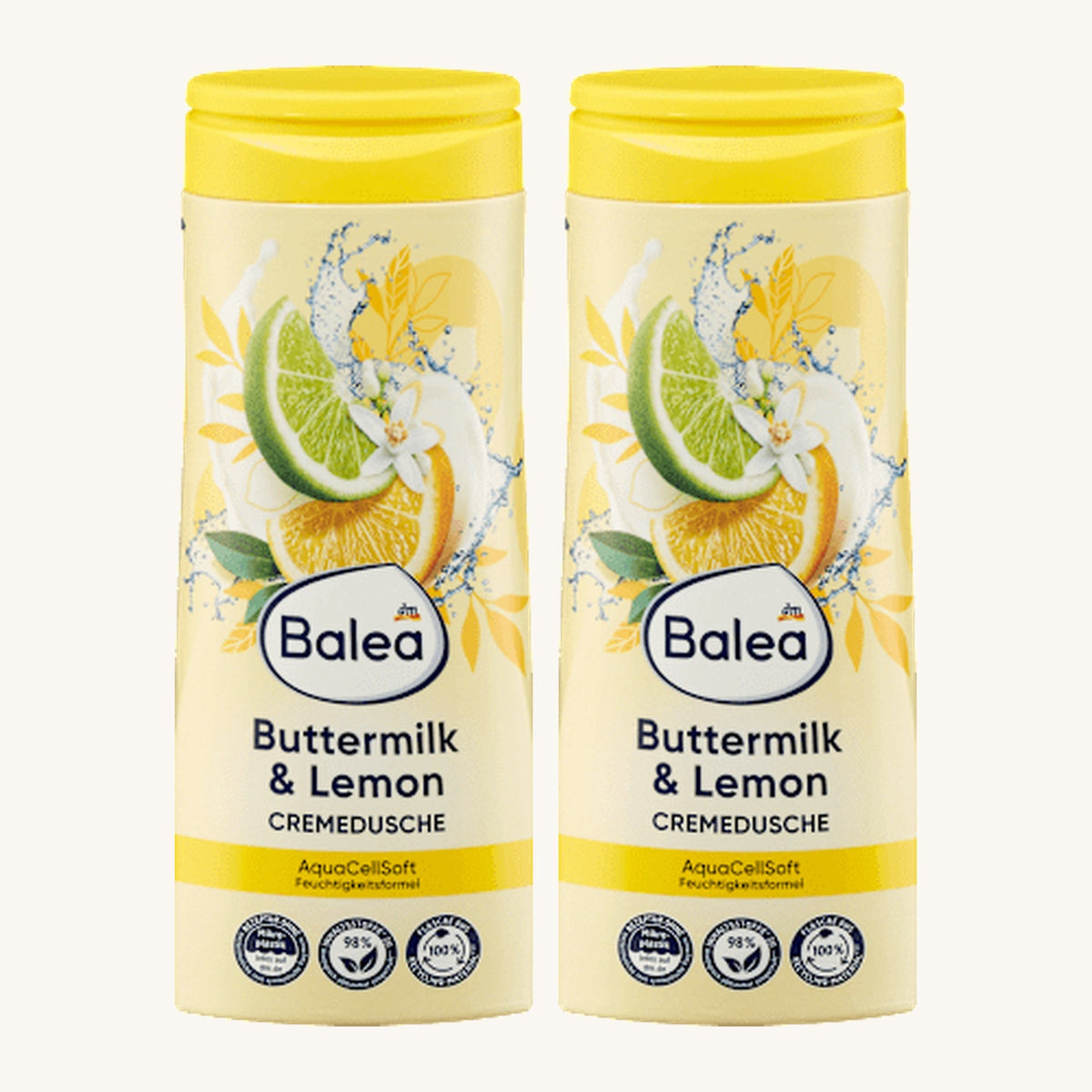 10× Balea Crèmedouche Buttermilk & Lemon, 300 ml — gezinsbundel