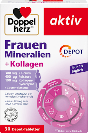 Doppelherz Frauen Mineralien + Kollagen Tabletten 30 St, 51 g Voedingssupplement