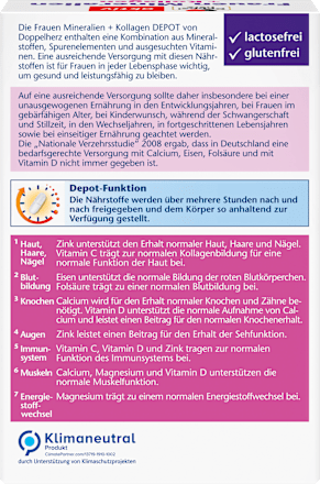 Doppelherz Frauen Mineralien + Kollagen Tabletten 30 St, 51 g Voedingssupplement – afbeelding 2
