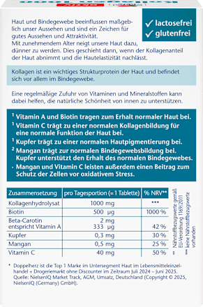 Doppelherz Kollagen 1000, Tabletten 30 St, 40,8 g Voedingssupplement – afbeelding 2