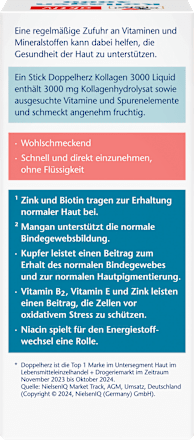 Doppelherz Kollagen 3.000 Liquid Sticks 14 St., 140 ml Voedingssupplement – afbeelding 2