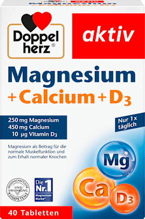 Doppelherz Magnesium + Calcium + Vitamin D3 Tabletten 40 St., 79,2 g Voedingssupplement