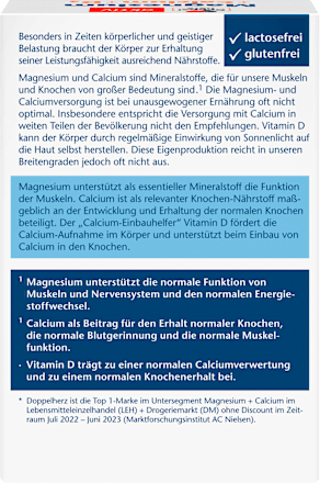 Doppelherz Magnesium + Calcium + Vitamin D3 Tabletten 40 St., 79,2 g Voedingssupplement – afbeelding 2