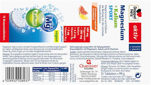 Doppelherz Magnesium Kalium Sport Bruistabletten 15 Stueck, 99 g – afbeelding 2