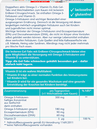 Doppelherz Omega-3 + Vitamin D3 Kids Kautabletten 27 St, 35,1 g Voedingssupplement – afbeelding 2