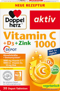 Doppelherz Vitamine C 1000 + D3 + Zink Depot Tabletten 30 St, 42,9 g Voedingssupplement