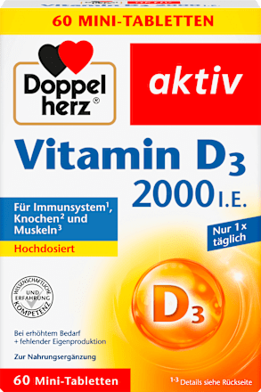 Doppelherz Vitamin D3 2000 I.e. Mini Tabletten 60 St, 24,9 g Voedingssupplement