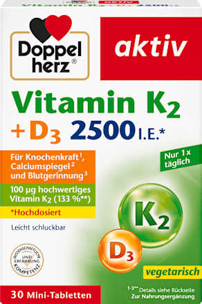 Doppelherz Vitamin K2 + D3 2500 I.e. Tabletten 30 St, 13,1 g Voedingssupplement