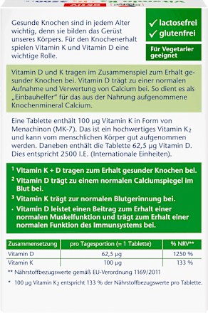Doppelherz Vitamin K2 + D3 2500 I.e. Tabletten 30 St, 13,1 g Voedingssupplement – afbeelding 2