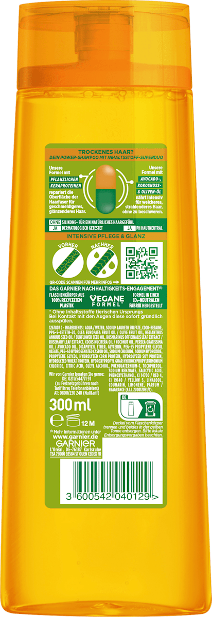 Garnier Fructis Oil Repair shampoo 300 ml – achterkant – Purbesa Care