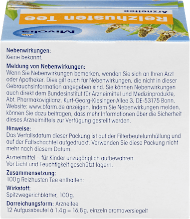 Mivolis Arzneitee Reizhusten Tee 12 Beutel – afbeelding 2