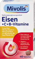 Mivolis IJzer + C + B-Vitaminen Tabletten, 40 stuks, 24 g