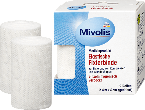 Mivolis Elastische Fixierbinden 6 Cm X 4 M Gedehnt 2 Rollen