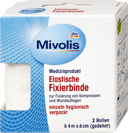 Mivolis Elastische Fixierbinden 6 Cm X 4 M Gedehnt 2 Rollen – afbeelding 2