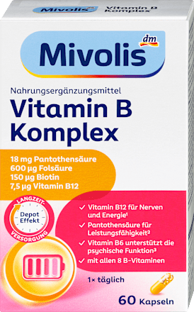 Vitamine B-complex capsules, 60 capsules, 33 g – Mivolis