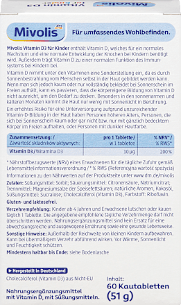 Mivolis Vitamine D3 voor Kinderen Kauwtabletten 60 st – afbeelding 2