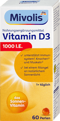 Mivolis Vitamin D3 Parels 1000 I E 60 st