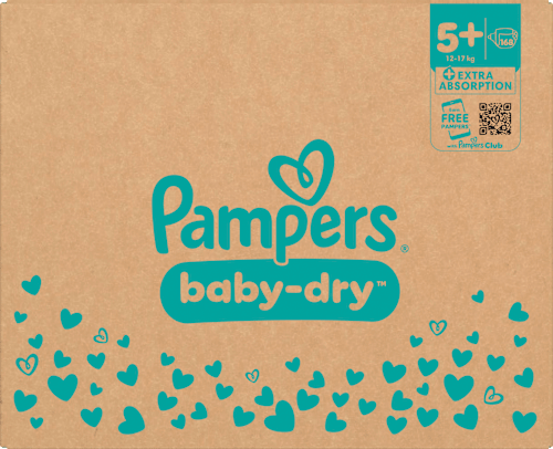 Pampers Baby Dry Windeln Gr 5 Junior Plus 12 17 Kg Monatsbox – afbeelding 2
