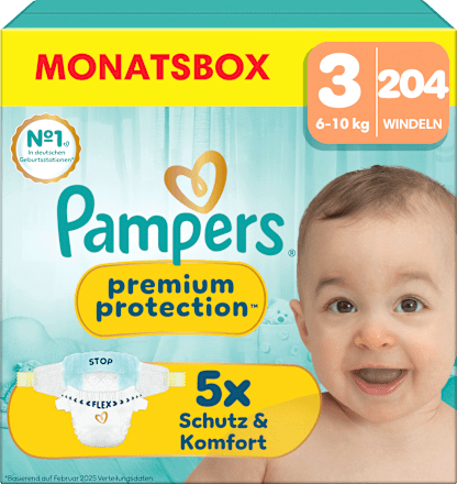 Pampers Premium Protection Windeln Gr 3 Midi 6 10 Kg Monatsbox